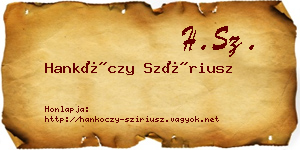 Hankóczy Szíriusz névjegykártya